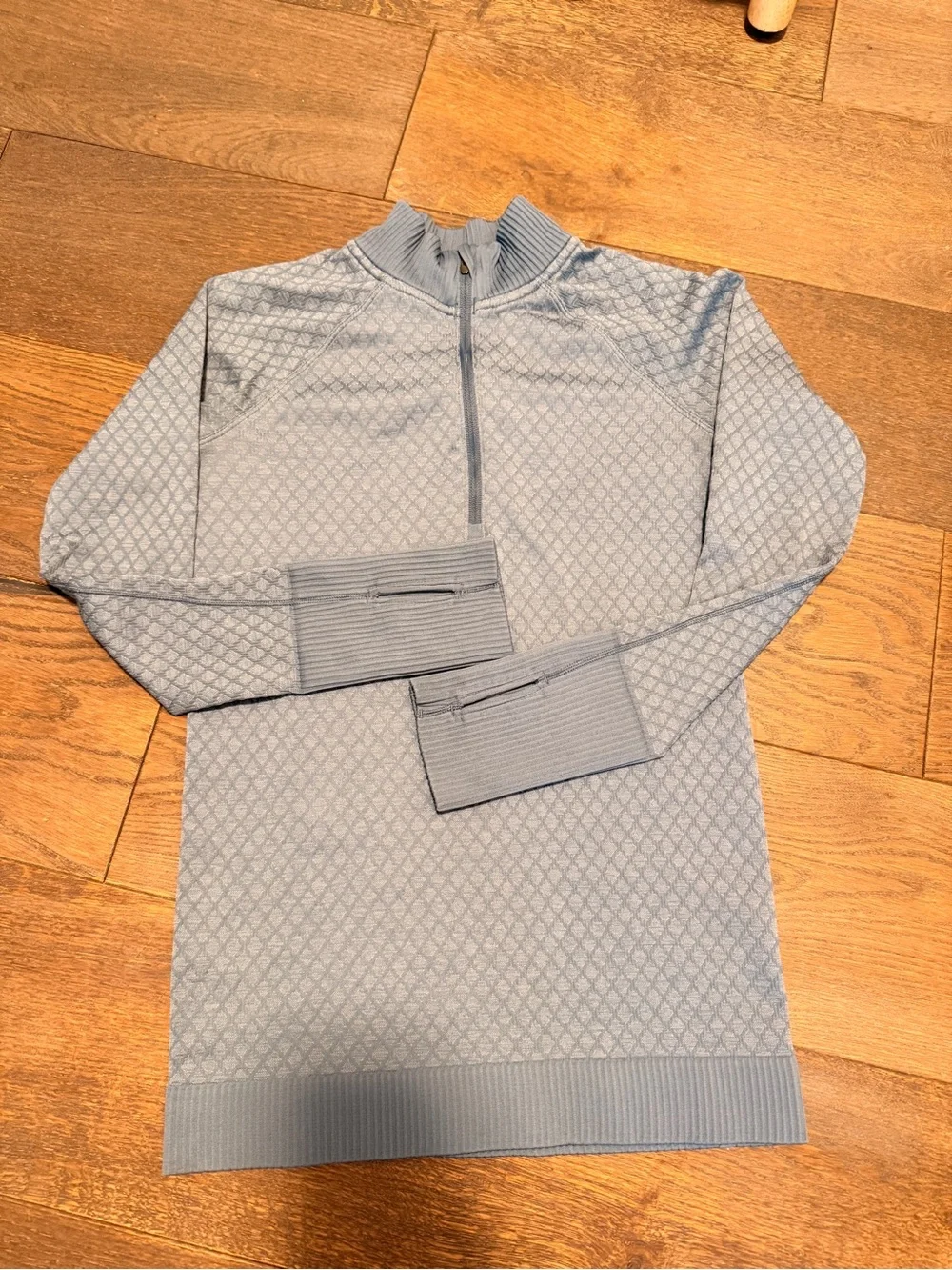 lululemon Slate Blue Rest Less Quilted Half-Zip Mock Neck Sweater - Picture 10 of 10